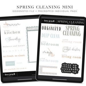 Digital Stickers | Cleaning Icons | Pre-Cropped Pngs | Farmhouse Spring Cleaning Homebody Digital Planner Stickers Ipad Android