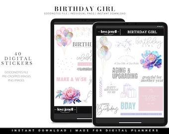Birthday Digital Planner Stickers Digital Planner Stickers for GoodNotes Cropped Digital Stickers | Digital Planner Stickers Birthday