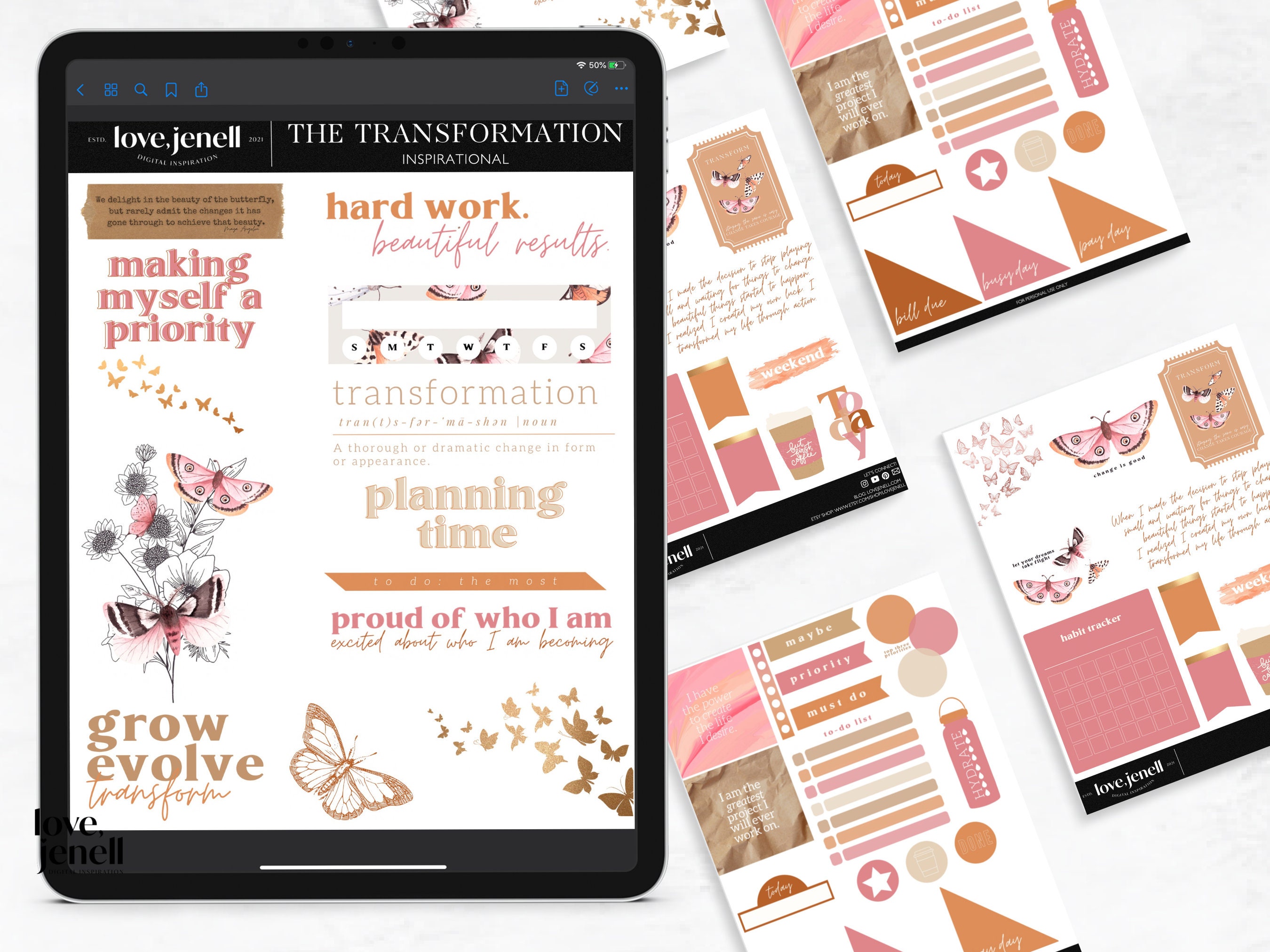 Digital Planner Stickers Affirmation Set - Butterfly Stickers ...