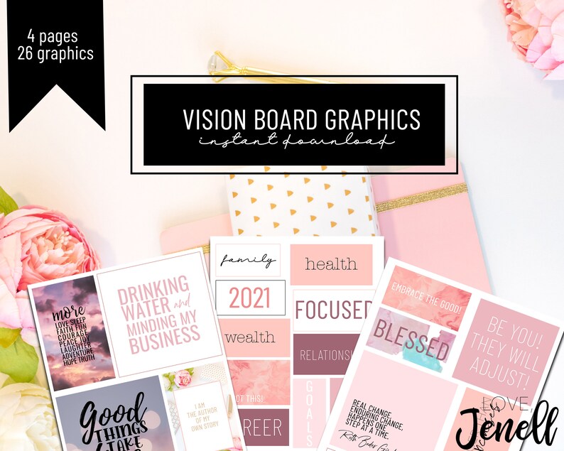 Vision Board Graphics Printable Vision Board Affirmations | Etsy