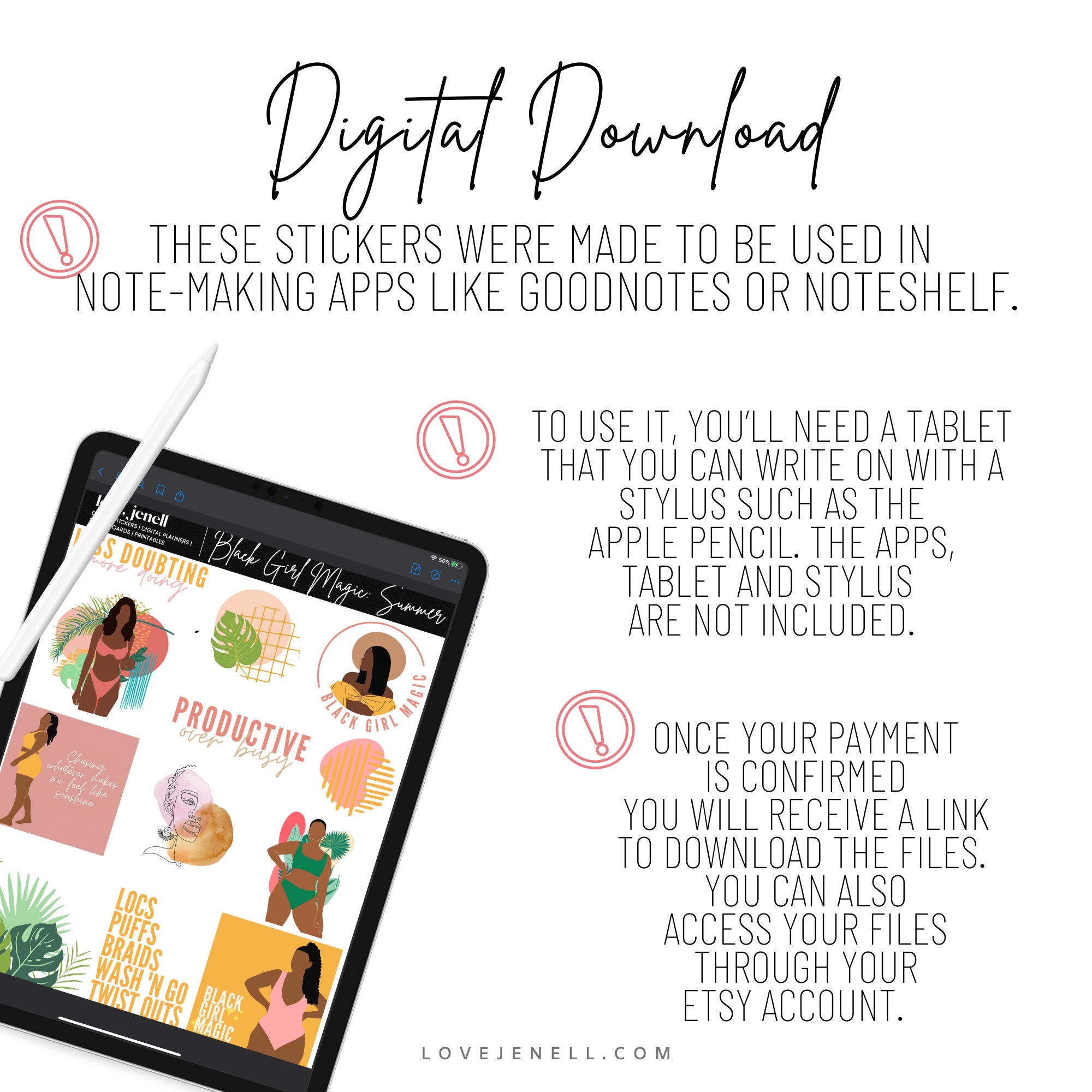 Black Girl Magic Digital Planner Stickers | Goodnotes, Notability ...