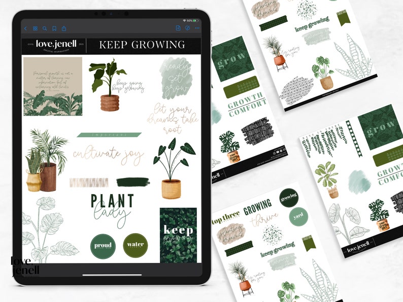 Plant Botanical Garden Digital Planner Stickers for Goodnotes and PNG ...