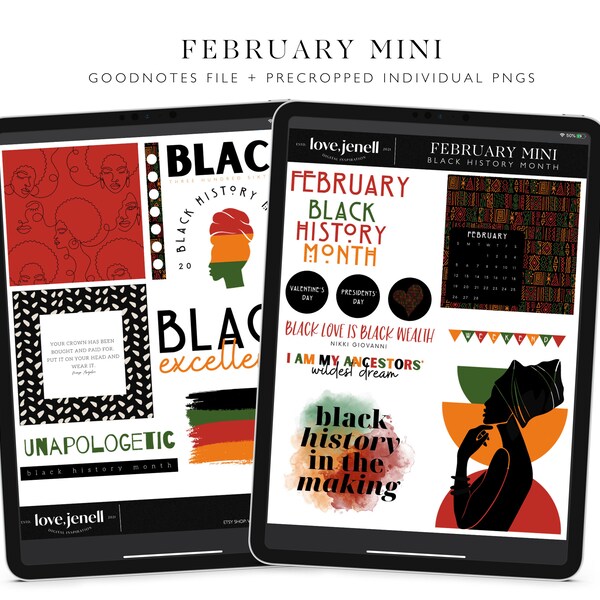 Black History Month Digital Planner Stickers- Winter Digital Stickers~ | Pre-Cropped Goodnotes Digital Stickers-Mini Sticker Set