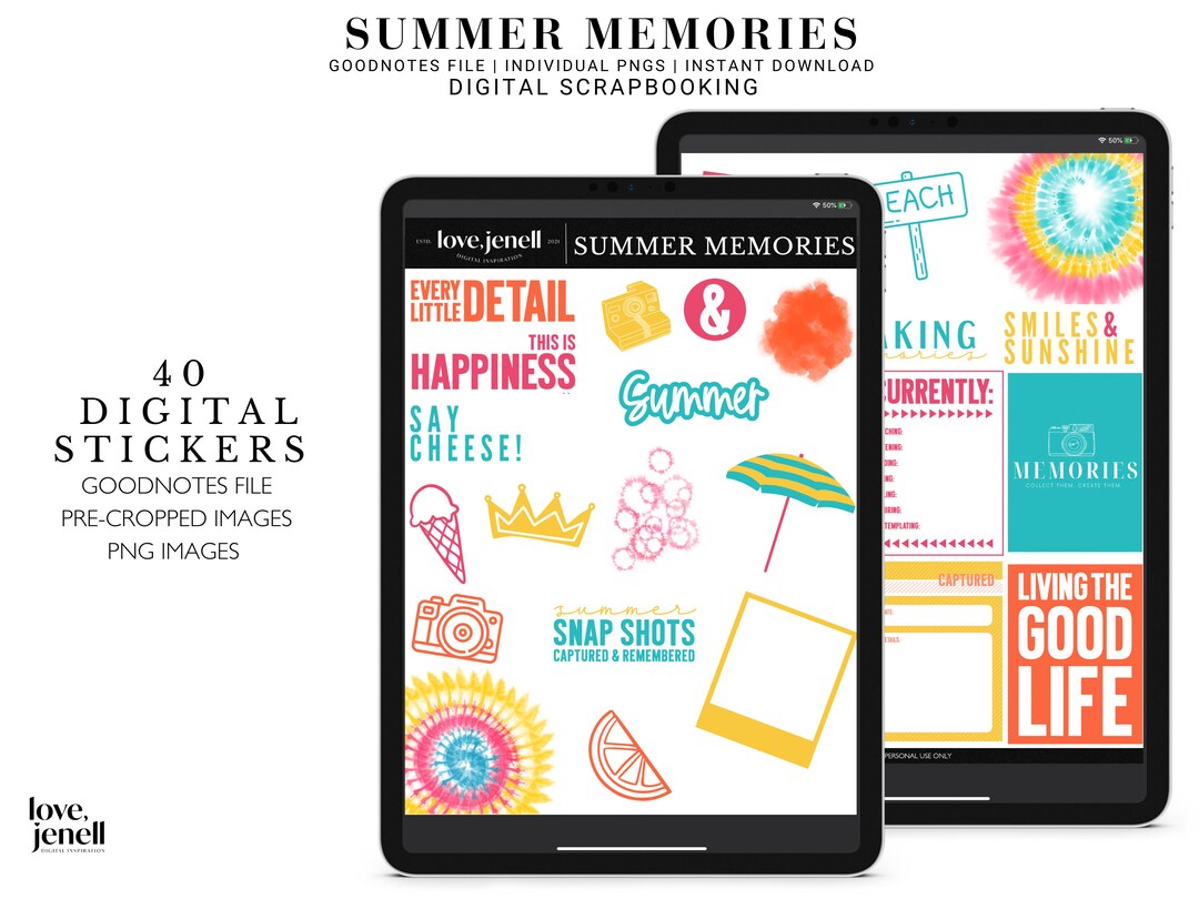 Summer Goodnotes Digital Planner Stickers Scrapbooking, Memory Keeping ...