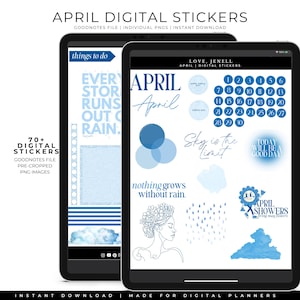 April Spring  Digital Planner Stickers | Noteshelf & GoodNotes Stickers| Precropped |  Holiday Digital Stickers