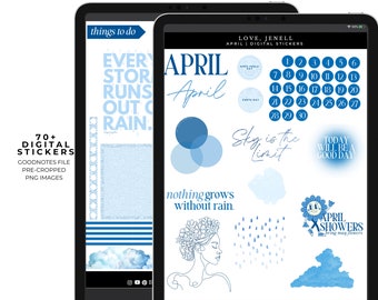 April Spring  Digital Planner Stickers | Noteshelf & GoodNotes Stickers| Precropped |  Holiday Digital Stickers