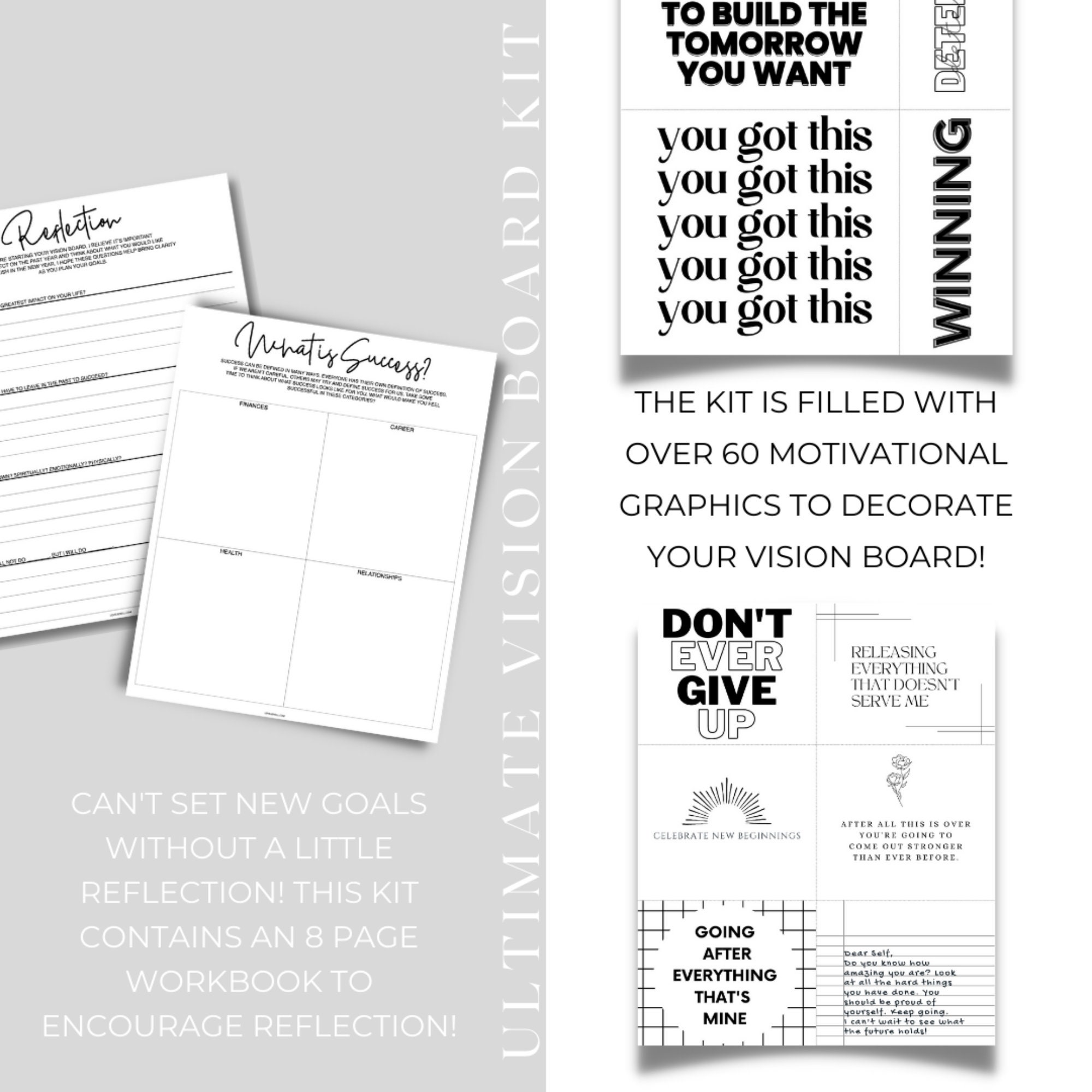 Vision Board Graphics Kit Printable Vision Board Vision Etsy