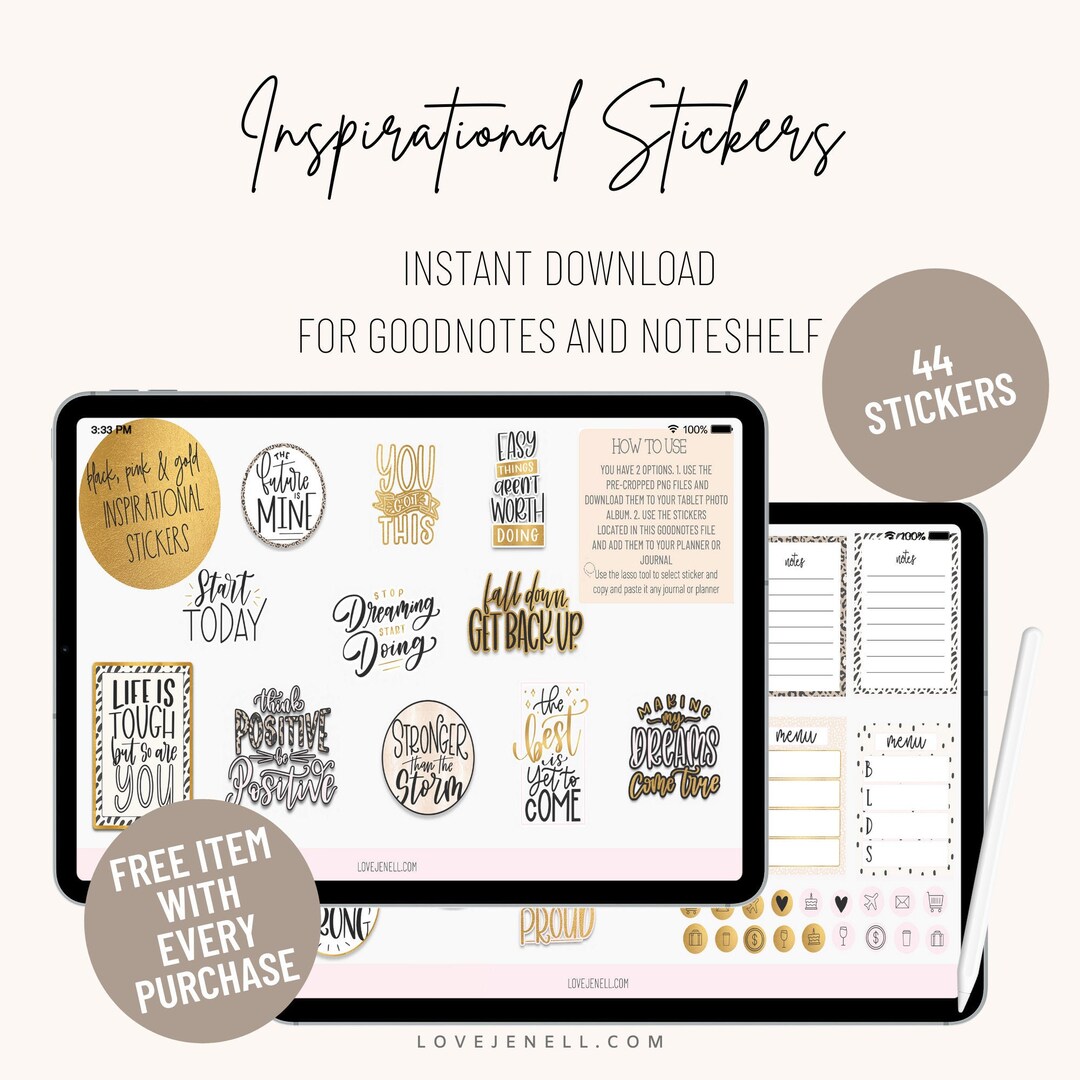 Digital Planner Stickers Inspirational Pre-cropped Goodnotes and PNG ...