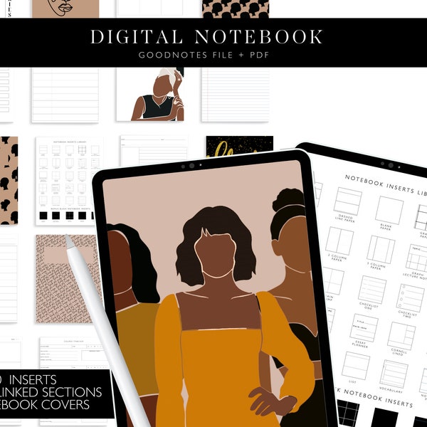 Digital Notebook  | Black Girl Magic Notebook | 9 Subject Digital Notebook | Goodnotes Notebook -54 pages