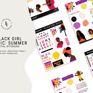 Black Girl Magic Digital Planner Stickers | GoodNotes, Notability, Noteshelf | Precropped PNGs | Ipad Android |  Summer Digital Stickers