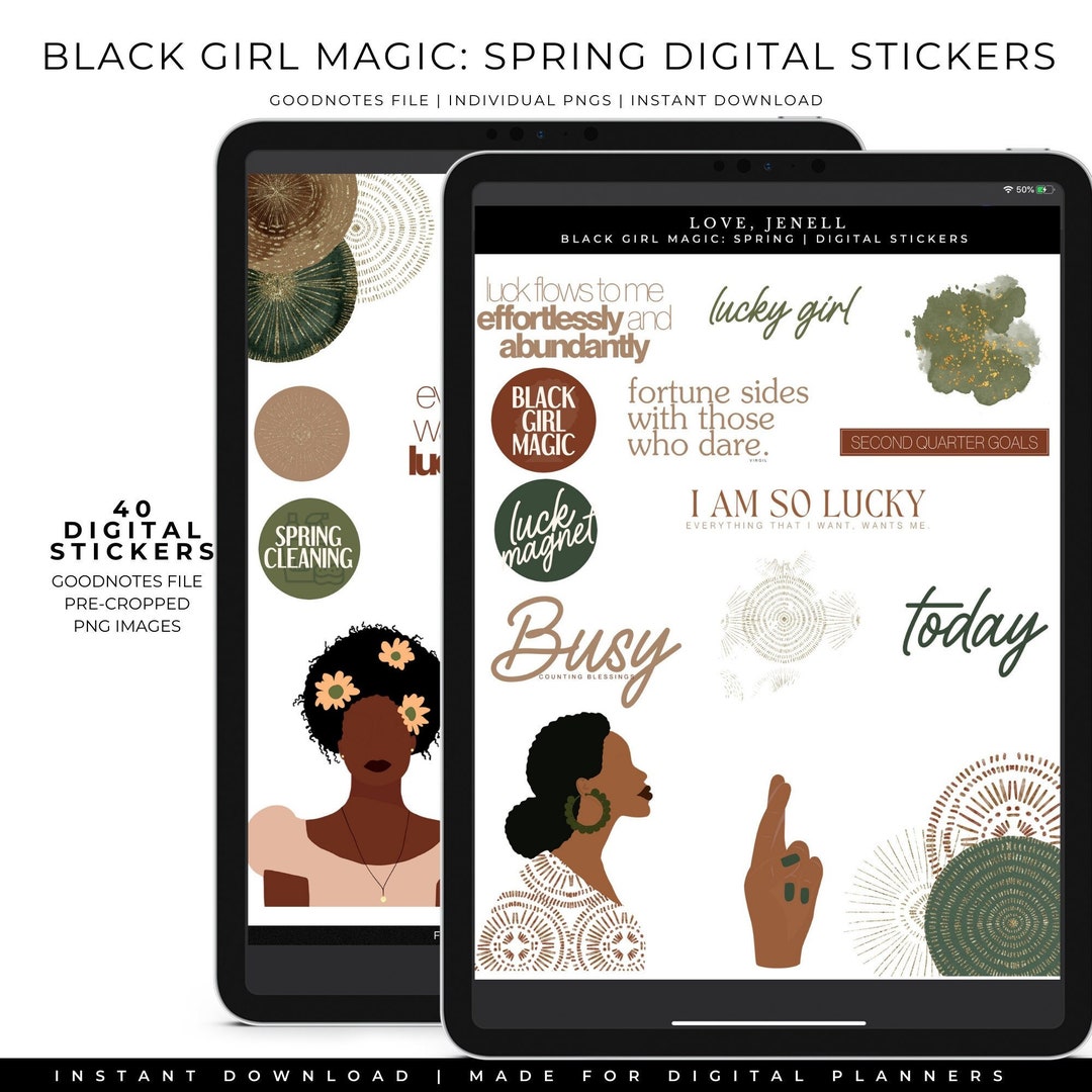 Black Girl Digital Planner Stickers Black Women | Goodnotes, Notability ...