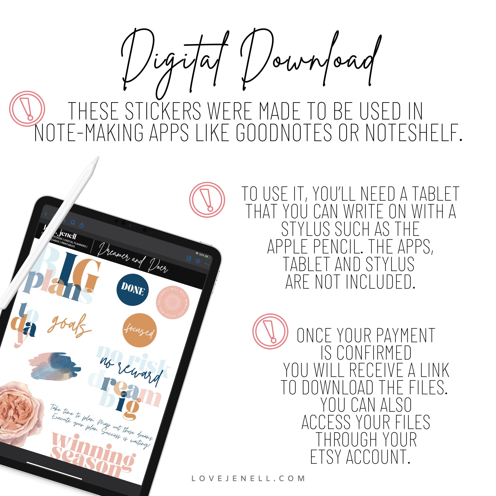 Digital Planner Stickers Motivational ~ Pre-cropped Goodnotes and PNG ...