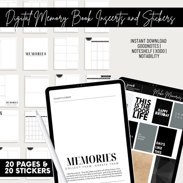 GoodNotes Digital Photo Memory Keeping Journal | Scrapbooking | Projekt Leben | Druckbare A4 Größe | Digitales Fotobuch | Digitales Scrapbooking