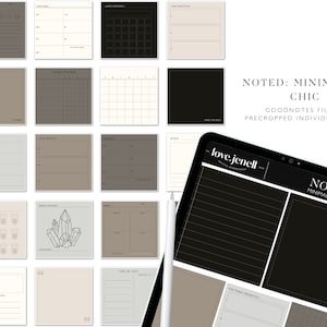 Peut inclure: Un modèle de planificateur numérique pour l'application Goodnotes avec un design minimaliste chic. Le modèle comprend une variété de pages de notes, y compris des pages lignées, quadrillées et vierges. Le modèle est conçu pour aider les utilisateurs à rester organisés et productifs.