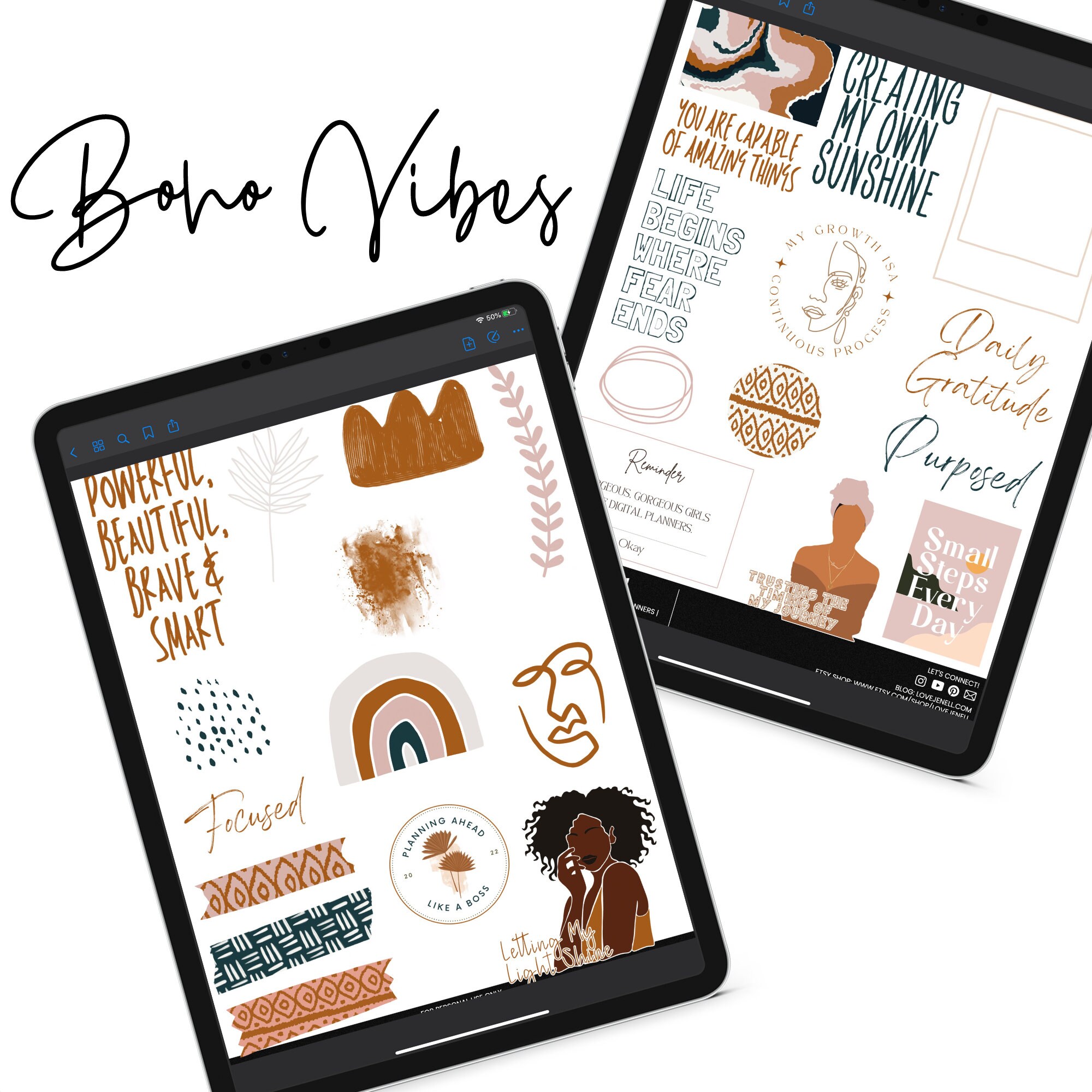 Digital Planner Stickers Boho Aesthetic Motivational - Etsy