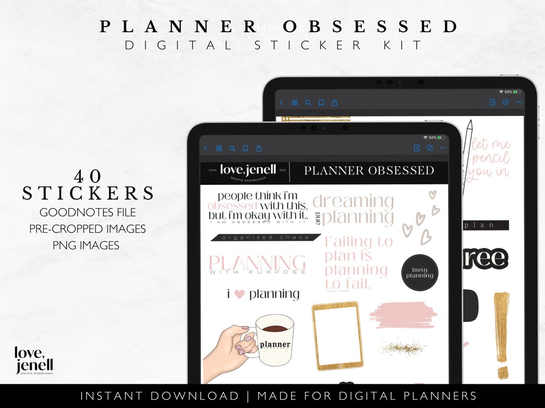 Planner Girl Digital Stickers Set for Goodnotes | Pre-cropped PNG ...