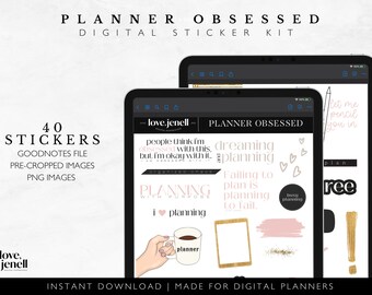 Set di adesivi digitali Planner Girl per Goodnotes / Adesivi PNG pre-ritagliati per gli amanti dei planner / Noteshelf / Tablet Android / Planner Obsessed