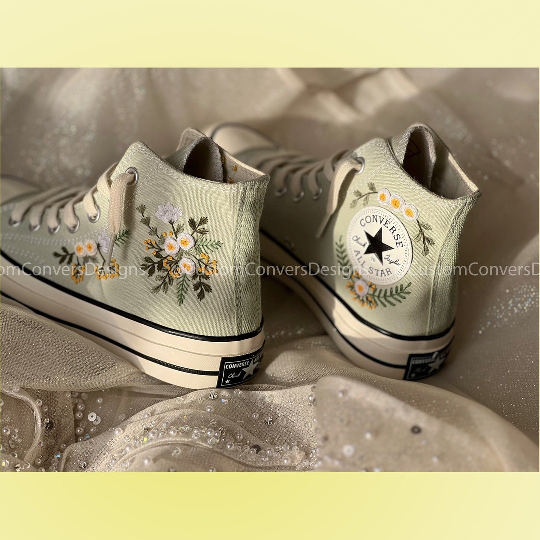 Embroidered Converse/flower Converse/converse Custom Flower & Mushroom