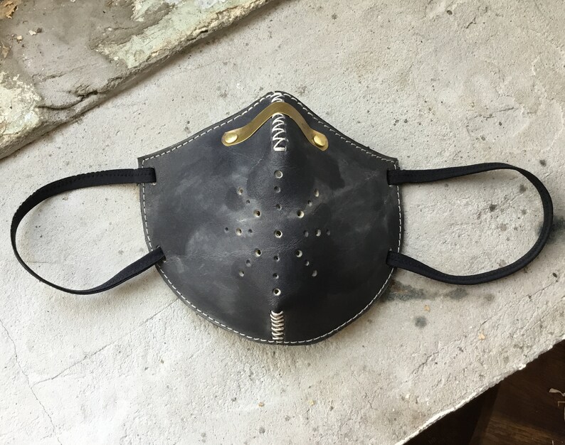 Black Leather Face Mask for Man Motorcycle Leather Mask Dust Etsy