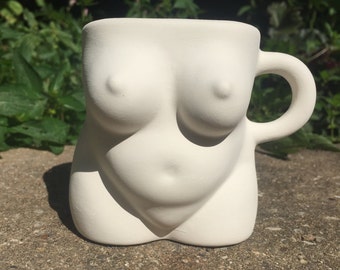Ceramic Bisque - Naked Lady - Boob Mug - Woman Mug - Ready to Paint