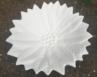 Ceramic Bisque - Poinsettia Dish - Ring Holder - Ready to Paint - DIY