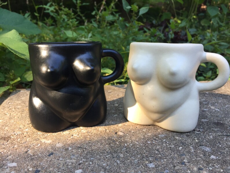 Naked Lady Boob Mug Woman Mug Modern Design Choose Black or Ivory image 1