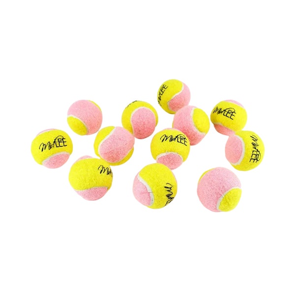 Midlee X-Small Dog Tennis Balls 1.5" Pack of 12 (Pink/Yellow, 1.5 inch)