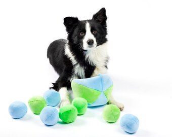 Midlee Hide a Ball Dog Toy - Blue & Green