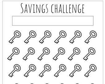 Savings Challenge Keys Print Worksheet, Instant Download Digital Printable PDF's, Budgeting Tool, Money Management Motivation