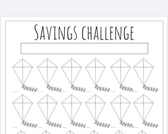 Savings Challenges Kites Worksheet, Instant Download Digital Printable PDF, Savings Goals, Budgeting Sinking Funds, Financial Freedom Tips