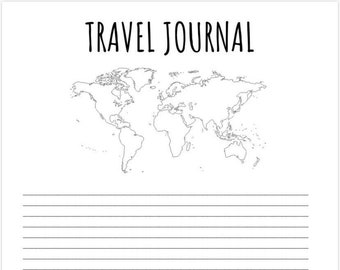 Travel Journal, Instant Download Printable PDF Worksheet