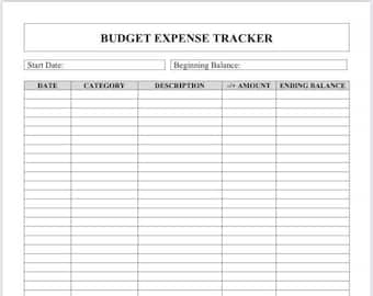 Budget Expense Tracker Worksheet, Digital Instant Download PDF, Per Paycheck Budget, Track Finances, Track Daily Money Spent, FIRE Finance