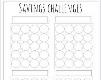 Savings Challenges Four in One Worksheet, Instant Download Digital Printable PDF, Savings Goals, Budgeting Sinking Funds