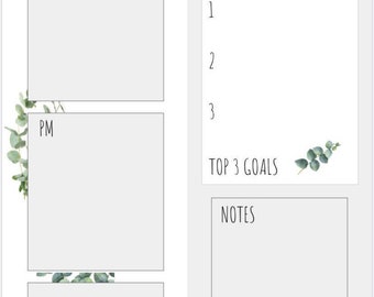 Daily, Weekend, Weekly, Monthly, Planning and Productivity Eucalyptus, Includes Five Instant Download Printable PDF Worksheets