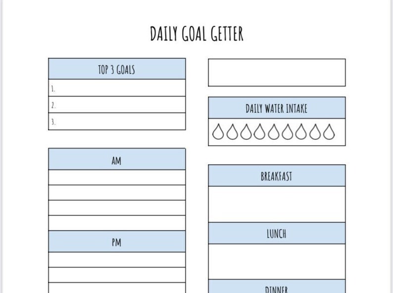 Daily Planning, Productivity, to Do List, Tracker, Day Goals, Meals ...