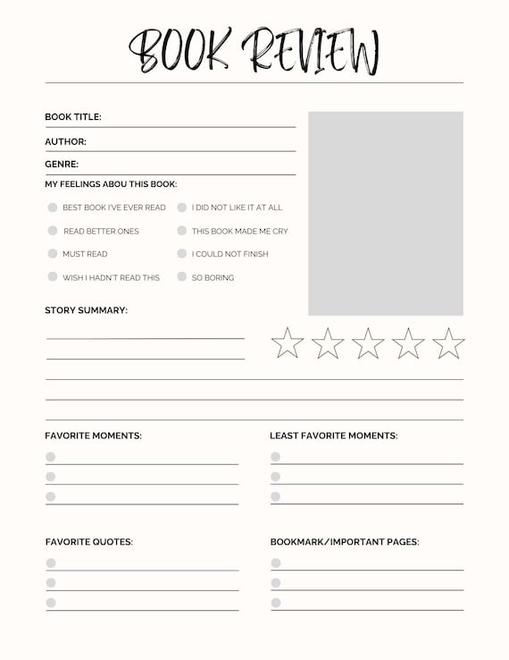 Book Review Worksheet, Downloadable, Digital Instant