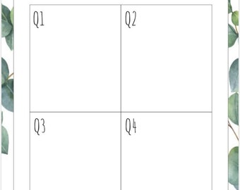 Annual Reselling Goals, Quarters 1-4, Q1, Q2, Q3, Q4, Instant Download Digital Printable PDF