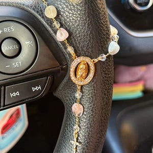 Mini Saint Jude Rosary inspired Car Accessory - Steering wheel rosary - Car rosary - bracelet inspired rosary - San Judas Tadeo