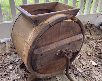 Antique Primitive Cylinder Butter Churn