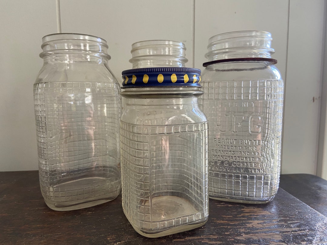 Vintage JFG Jars Antique Peanut Butter Jar Set of 4 Etsy