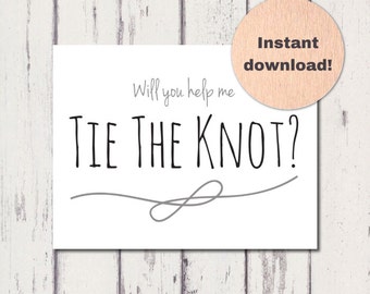 DIY Printable Bridesmaid Cards | Nautical Bridesmaid Card | Will You Be My Bridesmaid | Tie the Knot Card | Be My Maid of Honor Card