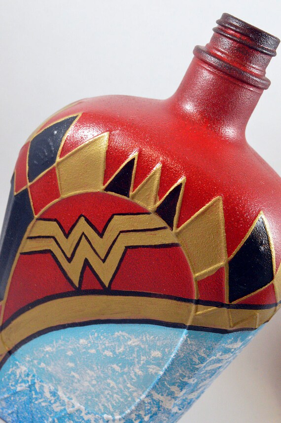 Wonder Woman Painted Bottle Etsy