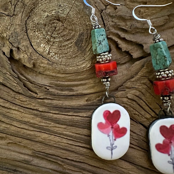 Valentines Day Gift Artisan Made Earrings Boho Gypsy Rustic Earrings