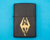 Elder Scrolls Skyrim Logo Engraved Flip Top Windproof Lighter