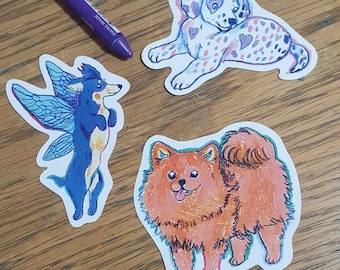 Dalmatian, Pomeranian and a Flying Sausage - Dog Stickers