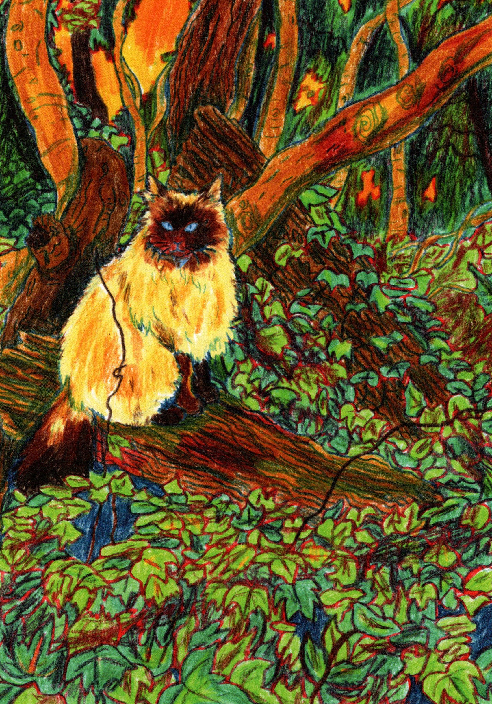 Cat Forest Spirit Print | Etsy