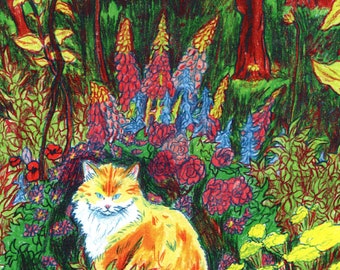 Flower Cat - A5 Print