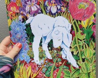 Perdido entre las flores - Impresión en tamaños A4 y A3
