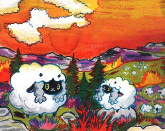 Autumn Sheep - Original A5 Drawing