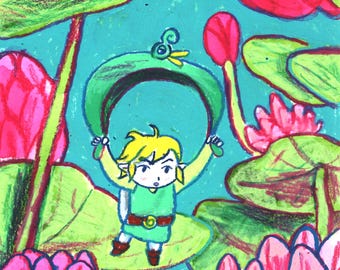 Hada Verde - Dibujo original en formato A5